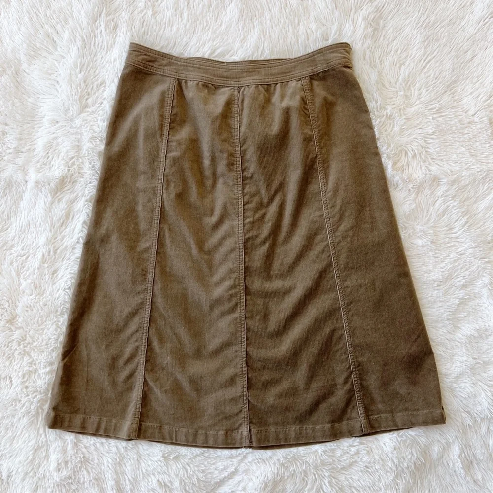 Croft & Barrow tan corduroy fall skirt a line midi skirt Sz 12_9